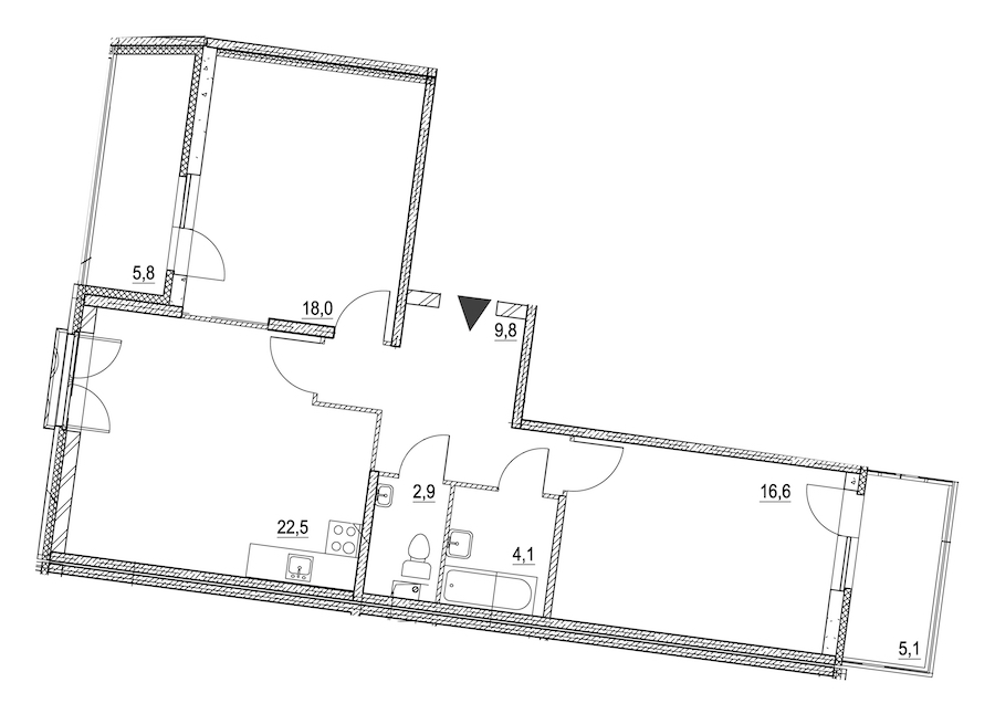 2-комнатная квартира 78.3 м², 2/8 эт., ЖК «Квартал Che»